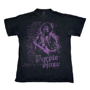 Retro Jimi Hendrix Purple Haze Graphic Tee T-Shirt Black Adult Size Medium